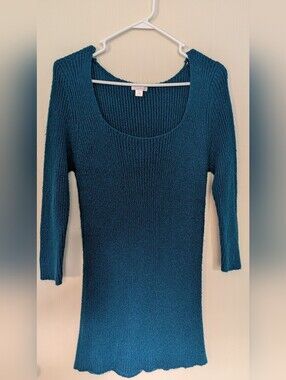 Xhilaration Teal Blue Ribbed Knit Scoop Neck Tunic Sweater XL